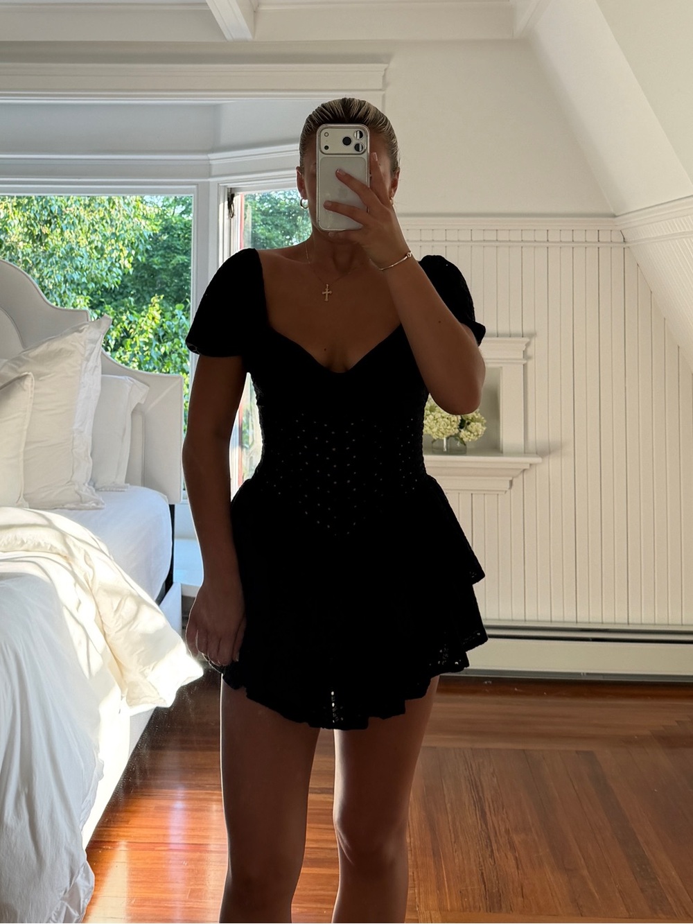 Black Corset Puff Sleeve Romper